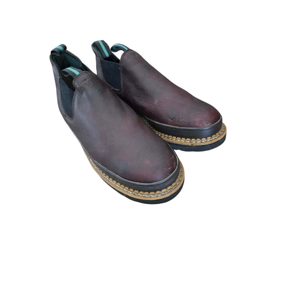 Mens Georgia Boot Giant Romeo Brown Leather Chelsea Steel Toe Work Shoe 12M EUC
